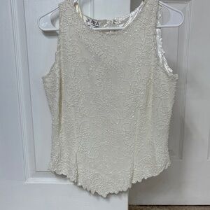 J Kara Ivory Beaded Blouse